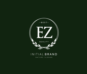 E Z EZ Beauty vector initial logo, handwriting logo of initial signature, wedding, fashion, jewerly, boutique, floral and botanical with creative template for any company or business.