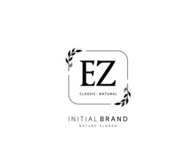 E Z EZ Beauty vector initial logo, handwriting logo of initial signature, wedding, fashion, jewerly, boutique, floral and botanical with creative template for any company or business.