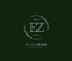E Z EZ Beauty vector initial logo, handwriting logo of initial signature, wedding, fashion, jewerly, boutique, floral and botanical with creative template for any company or business.