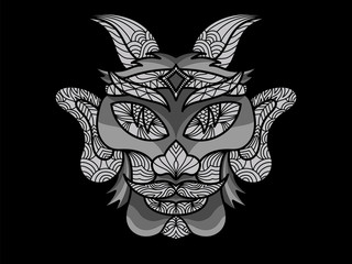 Goat Decorative Ornament Black White Traditional Vector