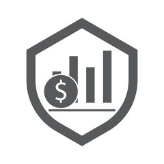 shield money icon and business graph protection concept vector.