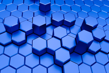 Blue hexagon pattern - honeycomb concept