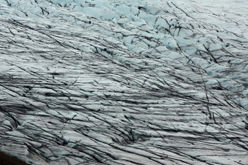 Ice formations and crevasses of Skaftafellsjökull glacier (part of Vatnajökull National Park in Iceland) ice sheet
