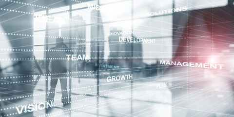 Abstract business background double exposure mixed media.