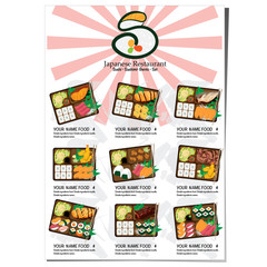 sushi japanese restaurant menu template design graphic