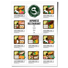 sushi japanese restaurant menu template design graphic