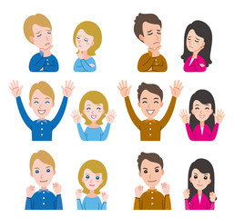 カップルの表情のイラスト