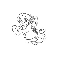 Amur naked angel with heart in hands