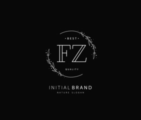 F Z FZ Beauty vector initial logo, handwriting logo of initial signature, wedding, fashion, jewerly, boutique, floral and botanical with creative template for any company or business.