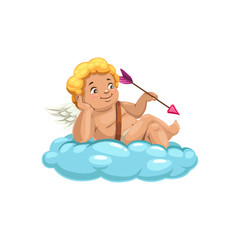 Amur winged boy isolated on cloud