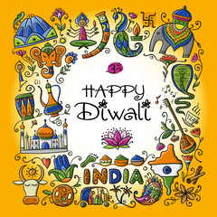 Obraz premium Indian diwali festival holiday. Sketch for your design