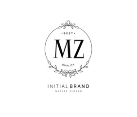M Z MZ Beauty vector initial logo, handwriting logo of initial signature, wedding, fashion, jewerly, boutique, floral and botanical with creative template for any company or business.