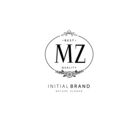 M Z MZ Beauty vector initial logo, handwriting logo of initial signature, wedding, fashion, jewerly, boutique, floral and botanical with creative template for any company or business.