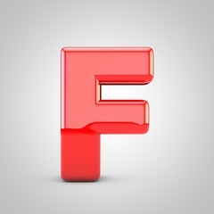 3D Red Letter F uppercase Isolated White Background