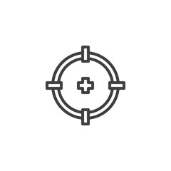 Target aim line icon. linear style sign for mobile concept and web design. Focus target outline vector icon. Symbol, logo illustration. Vector graphics