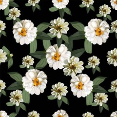 Flower seamless pattern.zinnia flower vector illustration