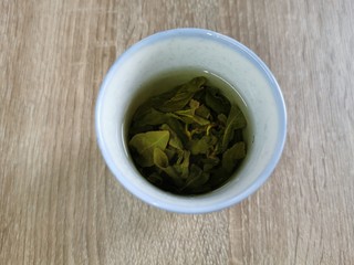 Tea leaves in a glass