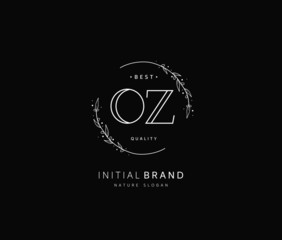 O Z OZ Beauty vector initial logo, handwriting logo of initial signature, wedding, fashion, jewerly, boutique, floral and botanical with creative template for any company or business.