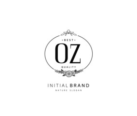 O Z OZ Beauty vector initial logo, handwriting logo of initial signature, wedding, fashion, jewerly, boutique, floral and botanical with creative template for any company or business.
