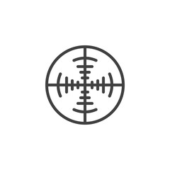 Radar target line icon. linear style sign for mobile concept and web design. Gun aim outline vector icon. Symbol, logo illustration. Vector graphics
