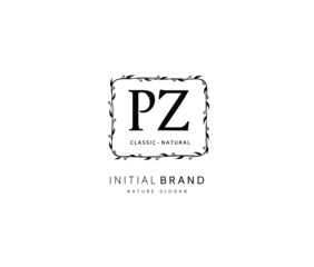 P Z PZ Beauty vector initial logo, handwriting logo of initial signature, wedding, fashion, jewerly, boutique, floral and botanical with creative template for any company or business.