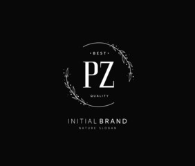 P Z PZ Beauty vector initial logo, handwriting logo of initial signature, wedding, fashion, jewerly, boutique, floral and botanical with creative template for any company or business.