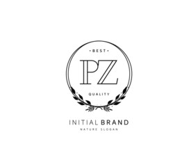P Z PZ Beauty vector initial logo, handwriting logo of initial signature, wedding, fashion, jewerly, boutique, floral and botanical with creative template for any company or business.