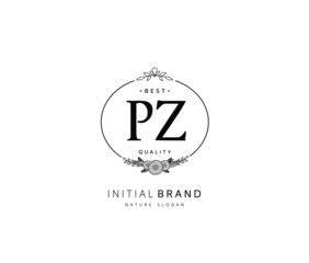 P Z PZ Beauty vector initial logo, handwriting logo of initial signature, wedding, fashion, jewerly, boutique, floral and botanical with creative template for any company or business.