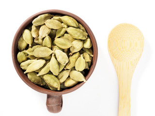 Spice Green Cardamom (Elettaria cardamomum) makes food tastier and healthier. Indian kitchen ingredient