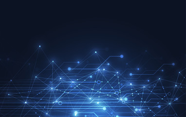 Abstract background with technology circuit board texture. Electronic motherboard illustration. Communication and engineering concept. Vector illustration