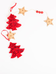 christmas decoration isolated , white background for post card greetings, toy design on tree macro xmas