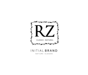 R Z RZ Beauty vector initial logo, handwriting logo of initial signature, wedding, fashion, jewerly, boutique, floral and botanical with creative template for any company or business.
