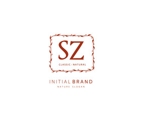 S Z SZ Beauty vector initial logo, handwriting logo of initial signature, wedding, fashion, jewerly, boutique, floral and botanical with creative template for any company or business.