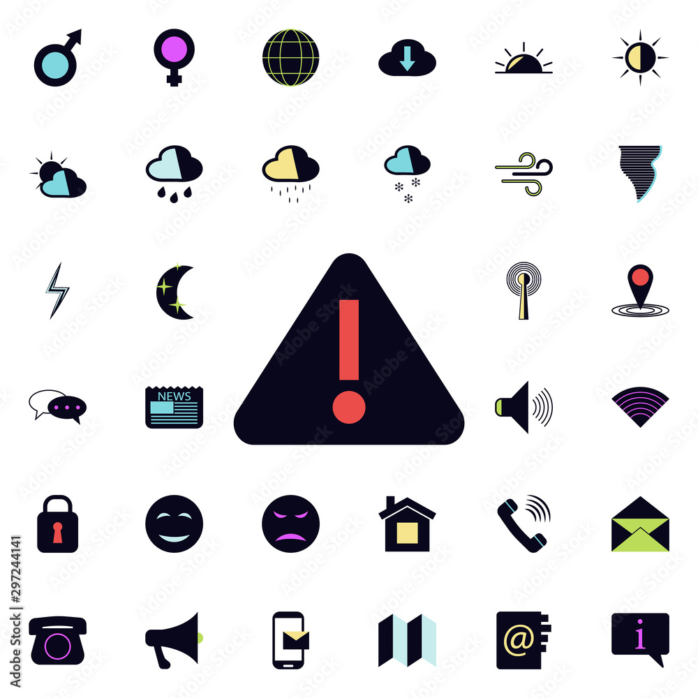 Poster exclamation mark in a triangle icon. universal set of web for website design and development, app de