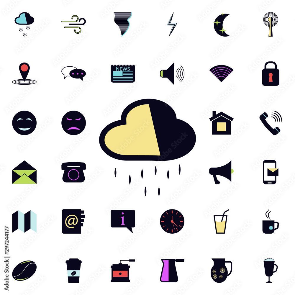 Poster rain icon. universal set of web for website design and development, app development