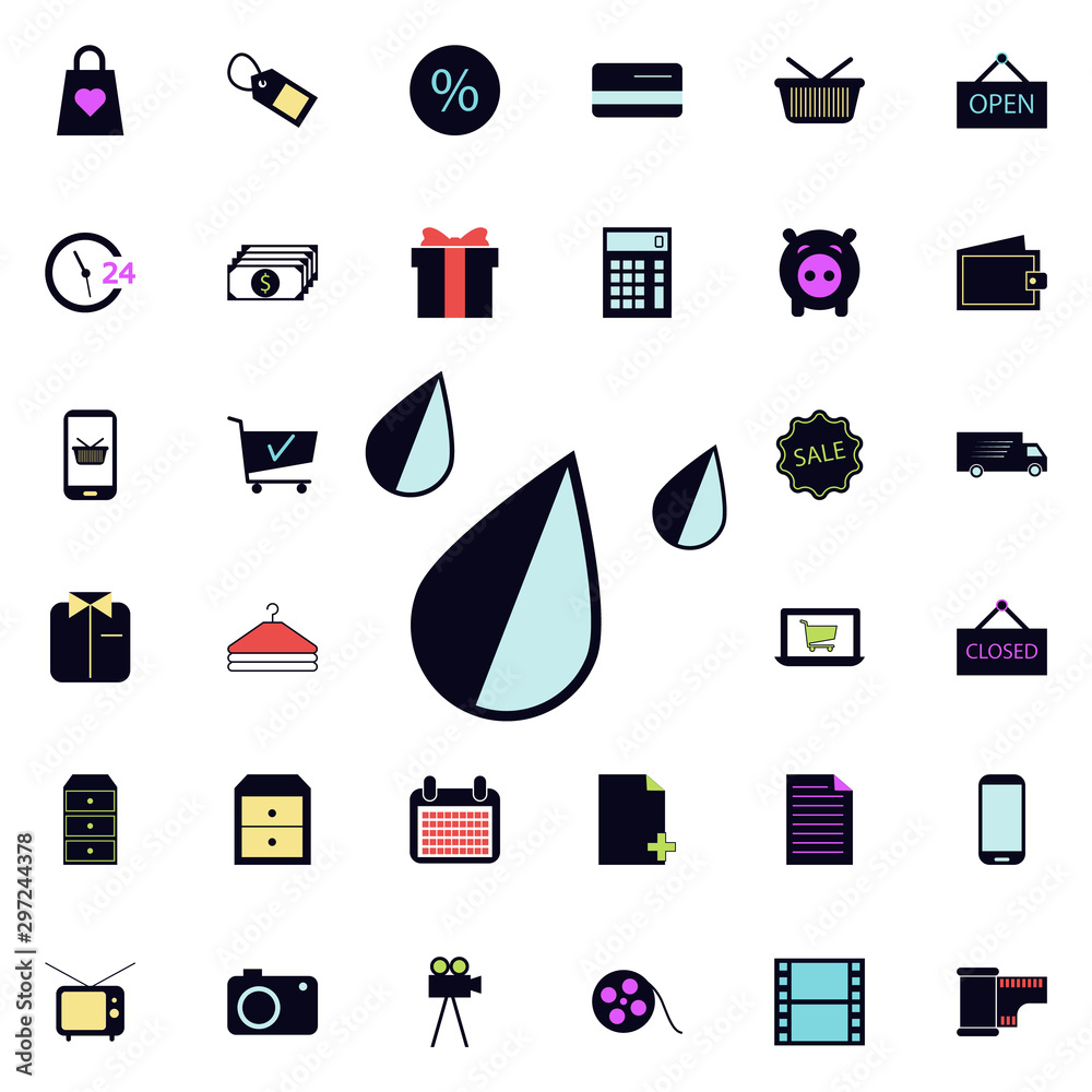 Poster raindrops icon. universal set of web for website design and development, app development
