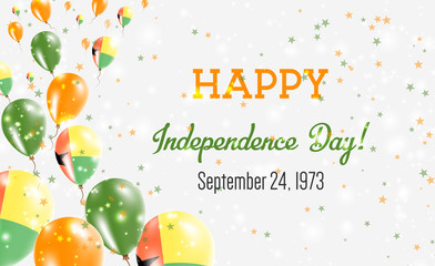 Guinea-Bissau Independence Day Greeting Card. Flying Balloons in Guinea-Bissau National Colors. Happy Independence Day Guinea-Bissau Vector Illustration.