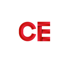 Initial two letter red 3D logo vector CE