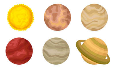 Planets of Solar System Vector Illustrated Set.