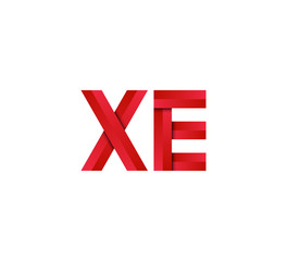 Initial two letter red 3D logo vector XE