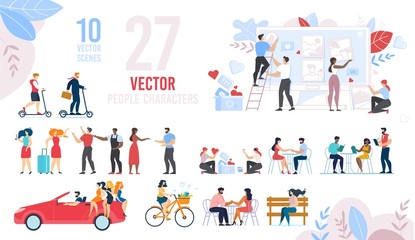 Resting, Walking, Dating, Working People Flat Set