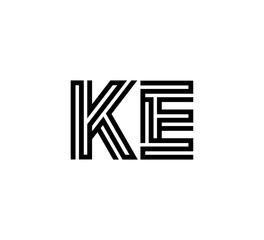 Initial two letter black line shape logo vector KE