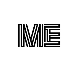 Initial two letter black line shape logo vector ME