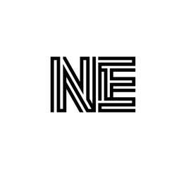 Initial two letter black line shape logo vector NE