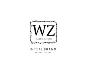W Z WZ  Beauty vector initial logo, handwriting logo of initial signature, wedding, fashion, jewerly, boutique, floral and botanical with creative template for any company or business.