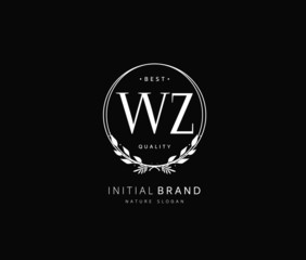 W Z WZ  Beauty vector initial logo, handwriting logo of initial signature, wedding, fashion, jewerly, boutique, floral and botanical with creative template for any company or business.