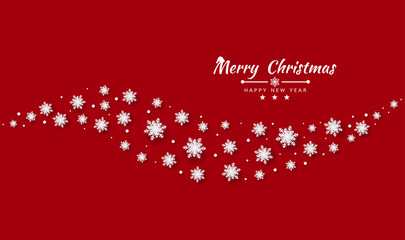 Merry Christmas and Happy New Year background with Christmas tree made of snowflakes. Vector illustration