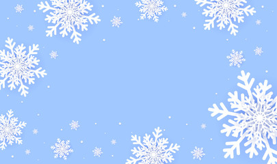 Merry Christmas and Happy New Year background with Christmas tree made of snowflakes. Vector illustration