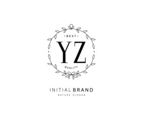 Y Z YZ Beauty vector initial logo, handwriting logo of initial signature, wedding, fashion, jewerly, boutique, floral and botanical with creative template for any company or business.