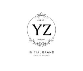 Y Z YZ Beauty vector initial logo, handwriting logo of initial signature, wedding, fashion, jewerly, boutique, floral and botanical with creative template for any company or business.